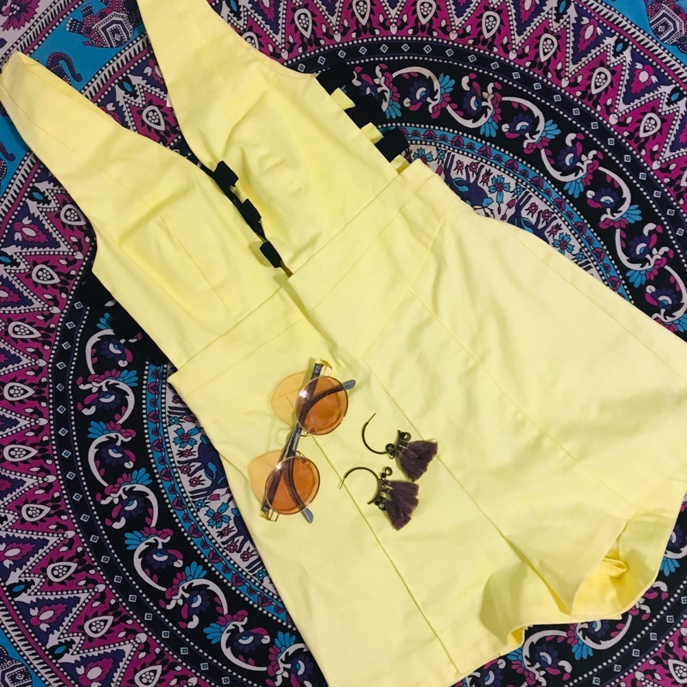 Akira Yellow Strappy Romper